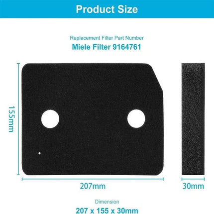 Confezione da 4 filtri di ricambio in schiuma per asciugatrice Miele 9164761, filtro base in spugna fine e grossolana per asciugatrici con pompa di calore a condensatore 207x157x30mm