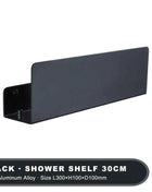 Black Bathroom Organizer Shelf With Hooks Aluminum Kitchen Decoration Shelves On Wall Shower Storage Rack Wall Mount