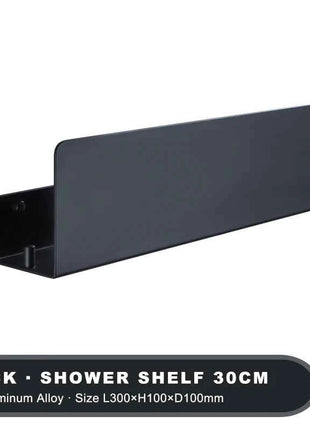 Black Bathroom Organizer Shelf With Hooks Aluminum Kitchen Decoration Shelves On Wall Shower Storage Rack Wall Mount