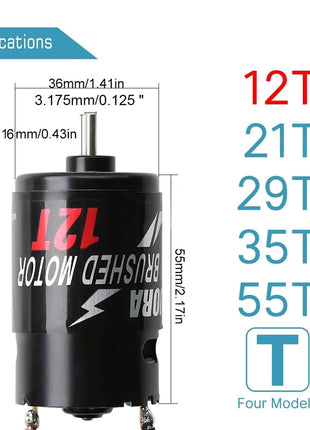 INJORA 550 Brushed Motor Waterproof 12T 21T 29T 35T 55T for 1:10 RC Crawler Axial SCX10 AXI03007 JL 90046 Slash TRX4 TRX6