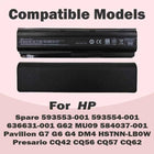 CQ32 MU06 Replace Laptop Battery for HP Spare 593553-001 593554-001 CQ42 CQ43 435 436 for HP Pavilion DM4 G4 G6 G7 DV3-4000 DV5-