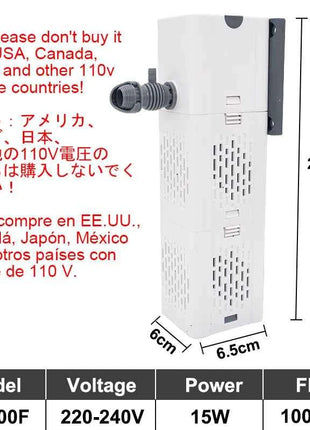 Aquarium Filter Pump Fish Tank Submersible Silent Air Oxygen Aerator Internal Water Pump Aquarium Air Pump Wave Maker 220v