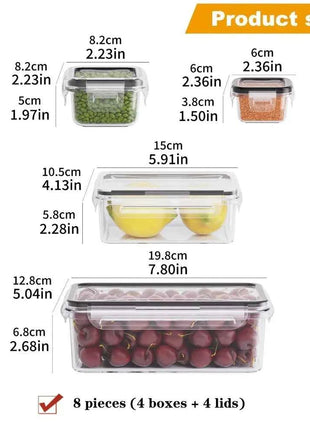8-PC BPA-Free Airtight Food Containers with Locking Lids - Microwave/Freezer Safe PP Plastic Storage for Dry Goods/Fruit/Veggies