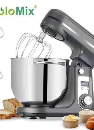BioloMix 6-speed Kitchen Food Stand Mixer 1200W DC Quiet Motor  6L Stainless Steel Bowl with Cream Egg Whisk Whip Dough Kneader