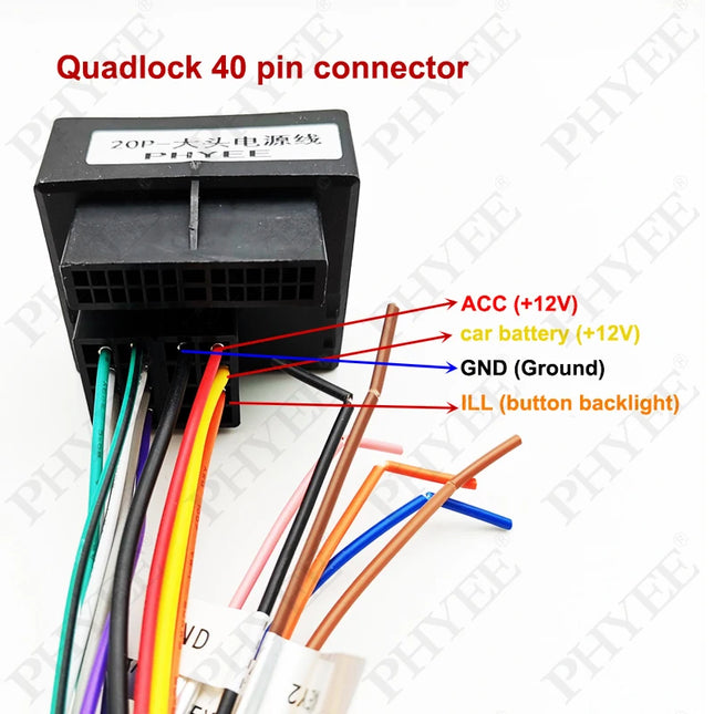 Adattatore per cablaggio radio da 20 pin a quadlock, connettore femmina quad lock 40 pin, per Volkswagen Seat Skoda BMW Ford