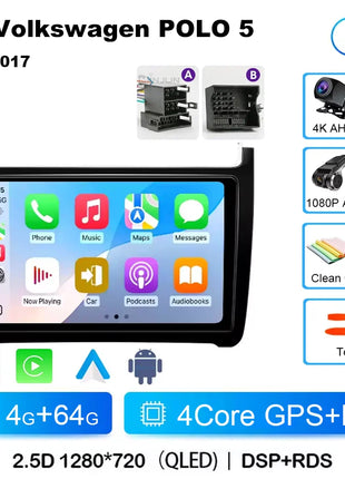 Android 15 For Volkswagen VW POLO 5 Sedan 2008 - 2023 Car Radio Navigation Multimedia Player Carplay Auto Stereo DSP WIFI+4G GPS