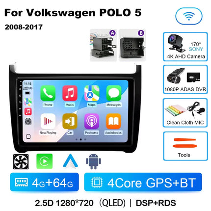 Android 15 For Volkswagen VW POLO 5 Sedan 2008 - 2023 Car Radio Navigation Multimedia Player Carplay Auto Stereo DSP WIFI+4G GPS