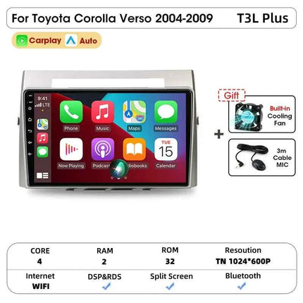 Srnubi Android Car Radio for Toyota Corolla Verso 2004-2009 Carplay Android auto 2Din Multimedia Player Autoradio Navigatore GPS