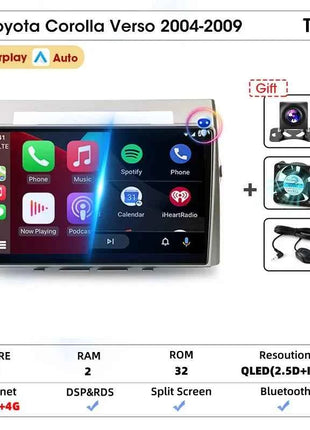 Srnubi Android Car Radio for Toyota Corolla Verso 2004-2009 Carplay Android auto 2Din Multimedia Player Autoradio Navigatore GPS