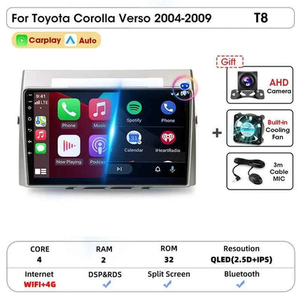 Srnubi Android Car Radio for Toyota Corolla Verso 2004-2009 Carplay Android auto 2Din Multimedia Player Autoradio Navigatore GPS