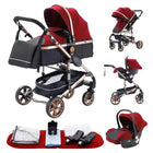 Multifunction 3 in 1 Baby Stroller with Car Seat and Sleeping Basket Baby Pram Lightweight Infant Pushchair Compact Folding Pram