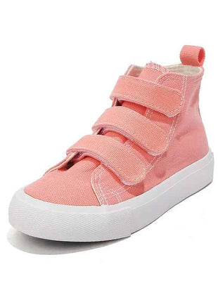 Autunno bambini scarpe di tela alte ragazzi Triple ganci Design Sneakers ragazze colore caramella scarpe Casual scarpe da scuola per bambini