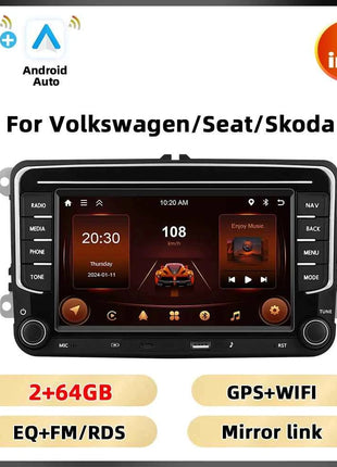Podofo 6 + 128G 7 ''Car Stereo For VW/PASSAT/CADDY/POLO/BEETLE Multimedia Player Carplay Android Auto Type-C WIFI GPS Car Audio