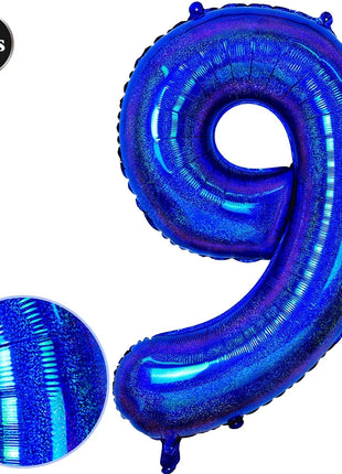 Palloncino laser blu da 40 pollici digitale 0123456789 Palloncino a elio foil Ragazzi Ragazze Compleanno Decorazioni per feste blu Palloncino Bluey