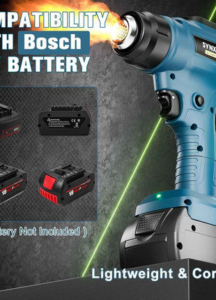 Electric Cordless Heat Gun For Bosch 18V Battery Hot Air Gun With 4pcs Nozzles Temperature Adjustment Shrink Wrapping Tool