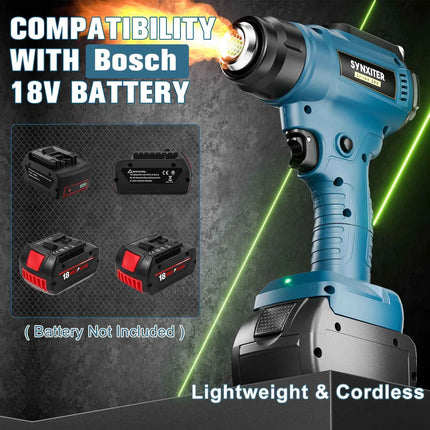 Electric Cordless Heat Gun For Bosch 18V Battery Hot Air Gun With 4pcs Nozzles Temperature Adjustment Shrink Wrapping Tool