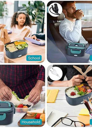 2-in-1 electric lunch box leak-proof portable food warmer 1.5/2/2.5 L microwave bento lunch box with stainless steel container