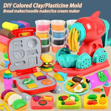 Giocattolo in argilla colorata 3D per bambini Fai finta di giocare Gelatiera Burger Noodle Plastilina Giocattolo Stampo per argilla/plasticina