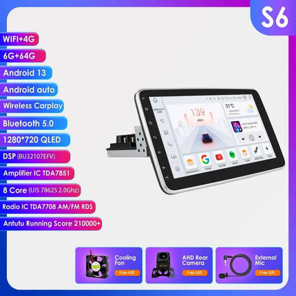 Hizpo 1din Car Stereo Radio Rotate Touch Screen For Universal Carplay GPS Navigation Bluetooth Android-auto WIFI Autoradio 7862