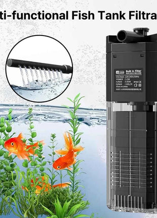 Aquarium Fish Tank Filter 4 in1 Water Purification Circulation Pump Small Built-in Submersible Pump Silent