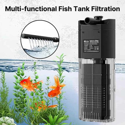 Aquarium Fish Tank Filter 4 in1 Water Purification Circulation Pump Small Built-in Submersible Pump Silent