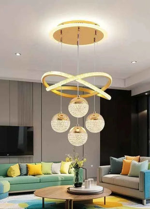 Lampada a sospensione a sfera in cristallo imitazione acrilico di lusso Nordic Lustre Home Deco Sala da pranzo Lampadario a soffitto Apparecchio per isola della cucina
