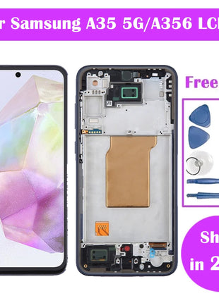Super AMOLED Pantalla A35 5G Samsung LCD A356B A356E A356U Display Touch Screen Digitizer Per Samsung A35 LCD Parti di Ricambio