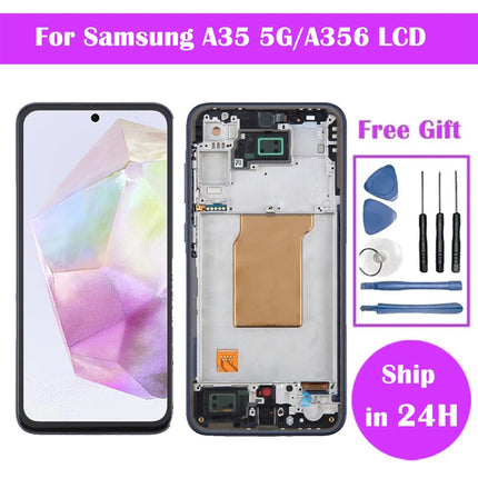 Super AMOLED Pantalla A35 5G Samsung LCD A356B A356E A356U Display Touch Screen Digitizer Per Samsung A35 LCD Parti di Ricambio