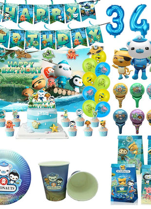 Decorazioni per Feste di Compleanno per Bambini Octonauts, Palloncini in Alluminio, Piatti di Carta, Sfondo con Capitano Oceanico, Pirata, Pinguino, Barnacles, Peso