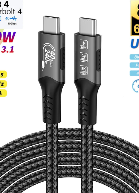 FDBRO 8K Cavo USB4 40Gbps 240W PD3.1 QC4.0 Per Thunderbolt 4 Tipo C Cavo di ricarica veloce Thunderbolt3 USB da C a C Trasferimento dati