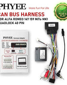 Decodificatore CAN Bus Quadlock con Adattatore Cablaggio 40 Pin per Alfa 147 159 MiTo Giulietta 2010-2013, Compatibilità SWC, Cavo Android 16 Pin