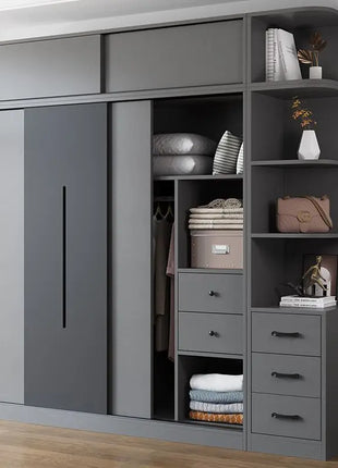 Nuovi Modelli di Armadio ad Angolo dal Design Semplice con Cassetti per lo Stoccaggio, Prezzo all'Ingrosso, Guardaroba in Legno Grigio Personalizzato per Camera da Letto