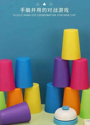 Kids Montessori Toys Stack Cup Battle Table Game with Card Educational Intellectual Enlightenment Color Cognition Logic Training