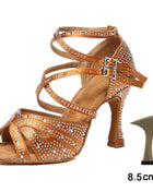 DKZSYIM Women's Latin Dance Shoes with Rhinestones - Salsa and Ballroom