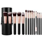14 PCS Makeup Brush Set With Illuminated Mirror Portable Short Handle LED Light USB Rechargeable Makeup Brushes Kit