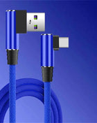 40W 5A USB To Type C Fast charge Weave Data Cable 90 Degree Phone Charger Cable For iPhone Xiaomi Redmi Huawei USB Charging Wire