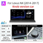 Nunoo Android 14 CarPlay Auto Radio For Lexus NX NX200 NX200T NX300h 2014-2021 Multimedia Navigation GPS DSP 4G WiFi