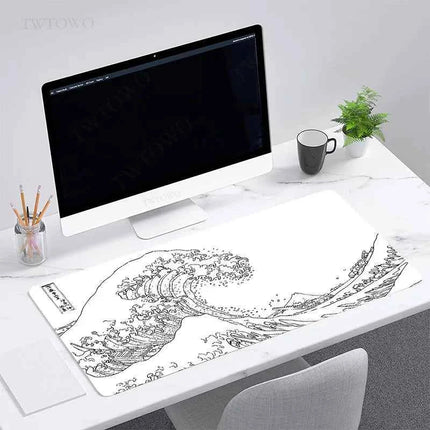 Mouse Pad Gamer Black And White Great Wave XL New Custom Computer Large Mousepad XXL MousePads Natural Rubber PC Table Mat