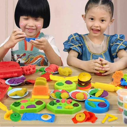 Giocattolo in argilla colorata 3D per bambini Fai finta di giocare Gelatiera Burger Noodle Plastilina Giocattolo Stampo per argilla/plasticina