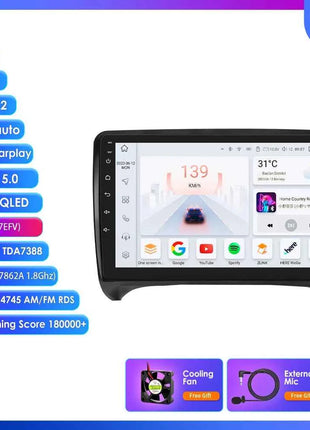 9" Hizpo 2Din Android Auto Car Radio for Audi TT MK2 8J 2006 - 2014 Snapdragon 6115 GPS Navigation SWC DSP 4G BT CarPlay 360°CAM