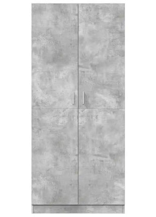 Armadio Grigio Cemento 80x52x180 cm in Legno Ingegnerizzato, Armadio a Colonna Grigio Cemento con Ripiani e Asta Appendiabiti, Soluzione Salvaspazio per la Camera da Letto