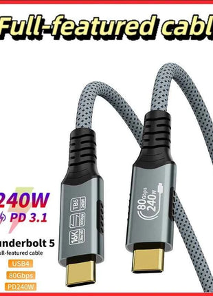 Cavo USB4 di tipo C 16K PD240W 80Gbps 4K per Thunderbolt5 Cavo di ricarica rapido completo Thunderbolt 4 USB da C a C Trasferimento dati