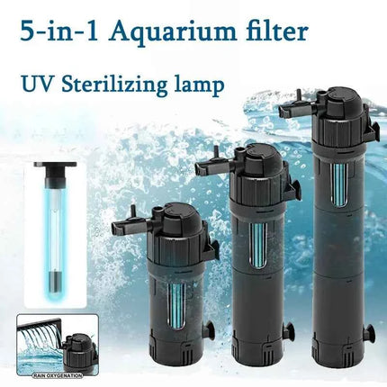 Aquarium UV Sterilizing Filters Fish Tank 5-In-1 UV Filter Silent Water Pump for Fish Tanks Oxygen Pumps Aquariums Accessories