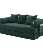 Folding Compression Sofa with Metal Frame, Side Pockets Plus 3 Pillows. Freely Configurable. Modern Metal-fabric Combination