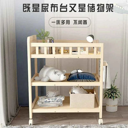 Diaper Changing Tables Solid Wood Baby Care Table Massage Bath Integrated Multifunctional Baby Bed Changing Table