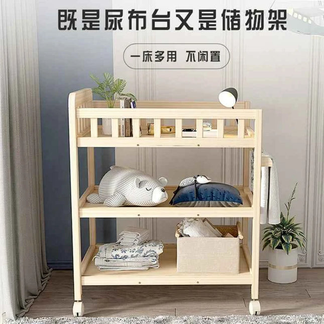 Diaper Changing Tables Solid Wood Baby Care Table Massage Bath Integrated Multifunctional Baby Bed Changing Table