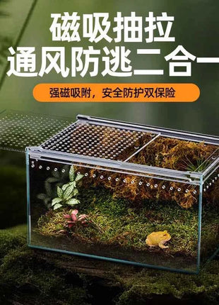 Seamless Transparent Preassembled Reptile Habitat Tank For Hermit Crab Frog Gecko Scorpion Snake Tabletop Home Display For Kids