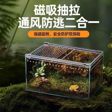 Seamless Transparent Preassembled Reptile Habitat Tank For Hermit Crab Frog Gecko Scorpion Snake Tabletop Home Display For Kids