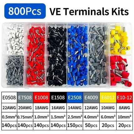 200-1900Pcs Electrical Tube Insulated Terminal VE Tubular Crimp Terminals Wire Cable Connector Ferrules Terminal Connectors