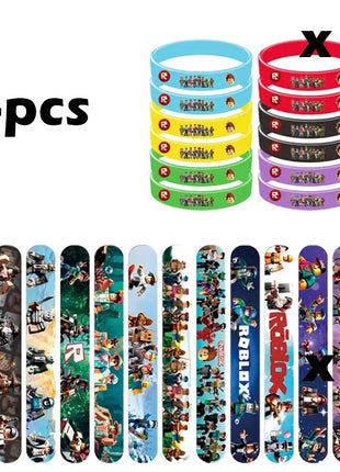 Set di Favori per Feste di Compleanno a Tema Roblox - Braccialetti Slap, Timbri e Adesivi per Bambini, Riempitivi per Sacchetti Regalo e Decorazioni per Feste